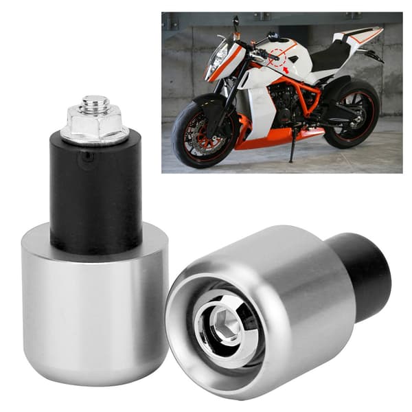 2 stk. Motorcykelstyr Endeprop 22 mm Diameter Sølv Modifikationstilbehør