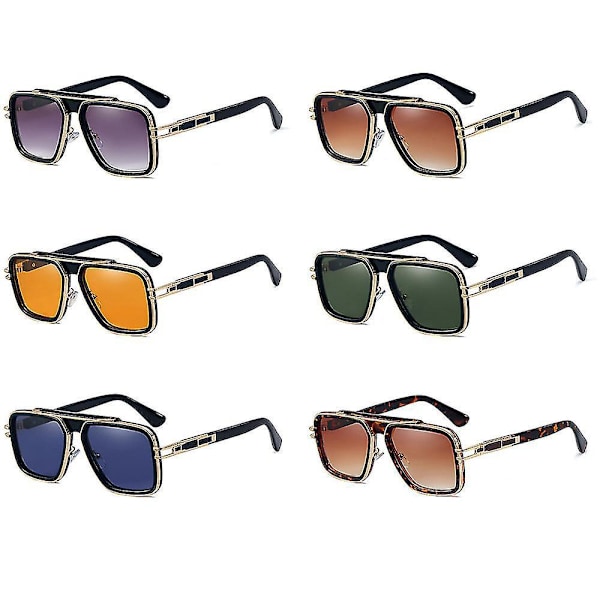 Kvadratiske Aviator Solbriller UV-beskyttelse Retro Designer Pilot 70-tallet 80-tallet Menn Kvinner C4