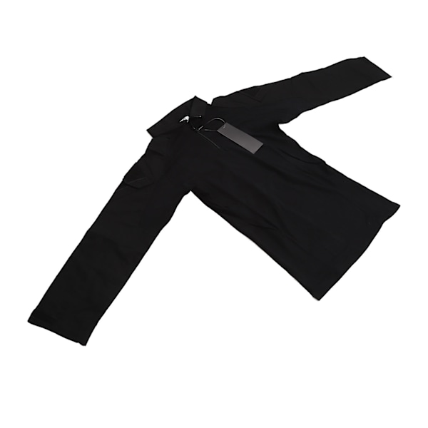Combat Shirt Langærmet Lynlås Unisex Bomuld Polyester Åndbar med Albuebeskytter Skulderlomme Combat Beklædning til Cosplay Sort M