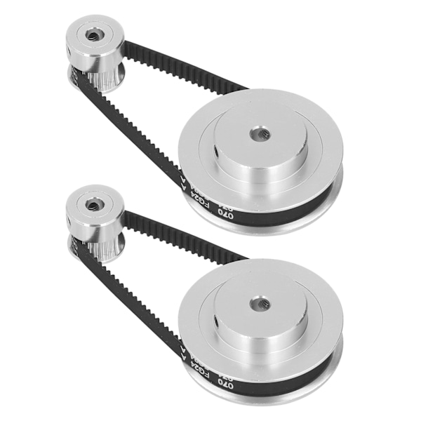2 set synkronhjul GT2 aluminiumlegering kuggremshjul med 2 st längd 200 mm bredd 6 mm rem 5 mm innerdiameter