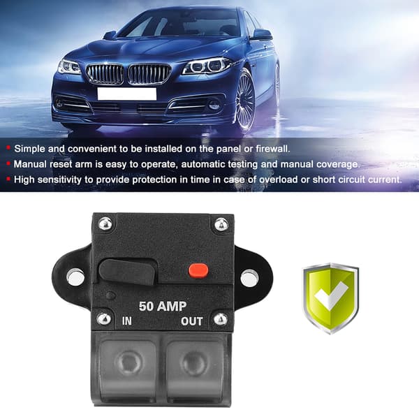 12V 42V DC Kraftig Auto Reset Inline Strømafbryder Selvgendannelsessikring 50A
