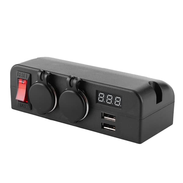 3 i 1 cigartænderstik splitter USB biloplader voltmeter strømadapter