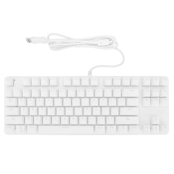 Mekaniskt speltangentbord 87 tangenter 9 bakgrundsbelysningslägen Kabelanslutet USB Bakgrundsbelyst tangentbord för PC GamersWhite