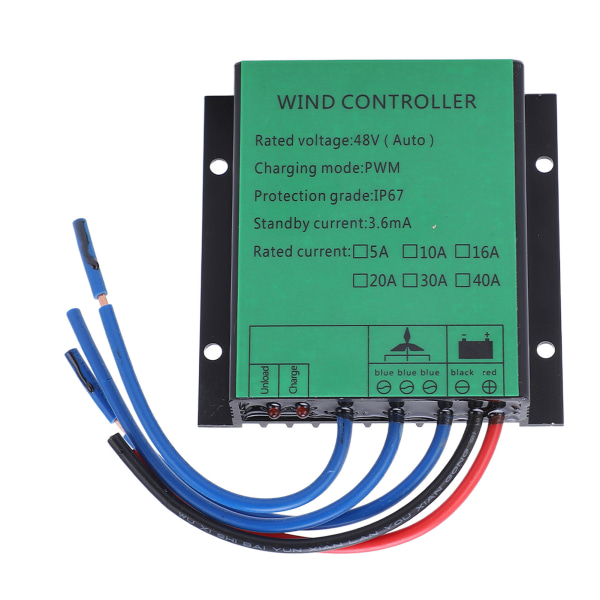 Vindmølle Generator Controller 1000W Effektiv PWM Opladning IP67 LED Indikerer Vindmølle Regulator 48V 40A