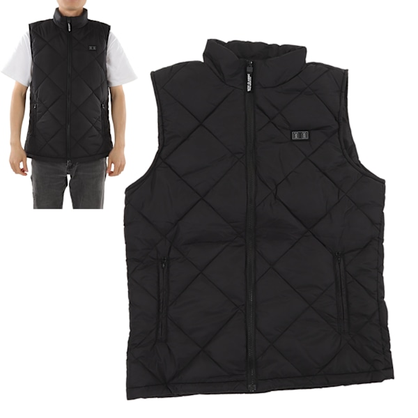 Oppvarmet Vest med 8 Varmesoner, Intelligent Temperaturkontroll, USB-Oppvarming, Vinterjakke for Utendørs, Svart, Varmeklær, 3XL