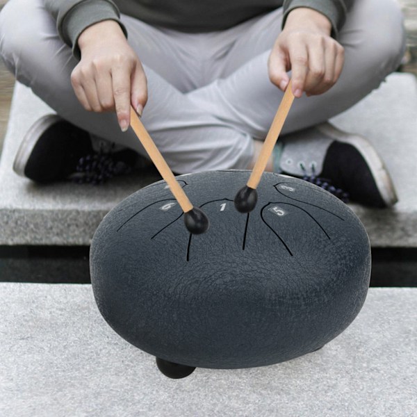 6in 8 Tones Pan Drum C Major Hand Tank Tongue Drum with kumi Support Pad Navy Blue