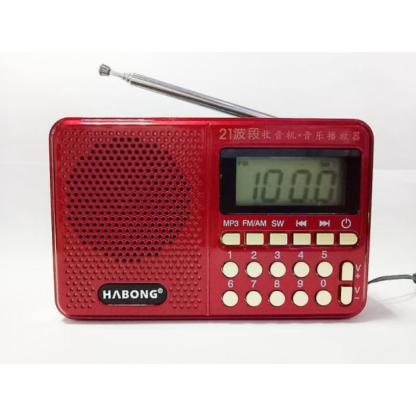 Punainen kannettava digitaalinen AM FM lyhytaaltoradio