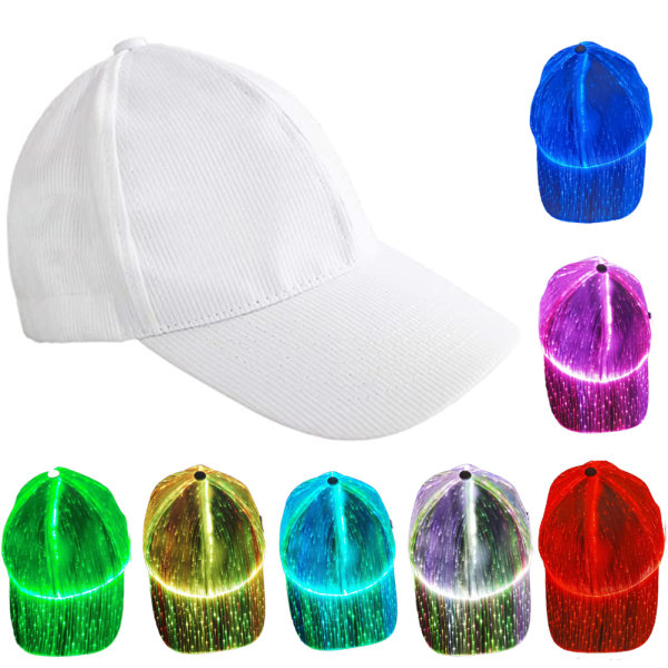 Halloween fargeskiftende LED lysende lue julefiberoptisk baseballhatt Hip hop lue