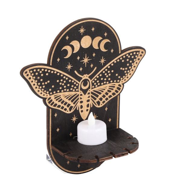 Trefot i tre med LED-dyrholder, krystalldisplaystativ for meditasjon, hjemmedekor