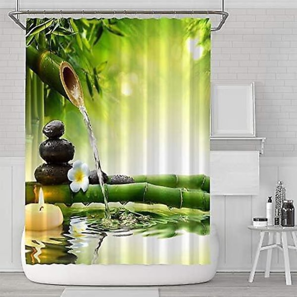 Vattentät anti-mögel duschdraperi i polyestertyg med 12 maskintvättbara krokar för badrum 180x180cm