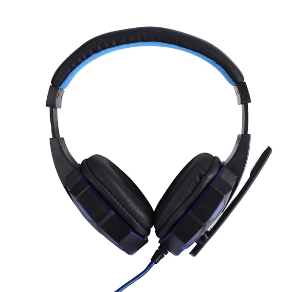 Stereospillhodetelefoner med mikrofon-headset med støyreduserende LED-lys blå