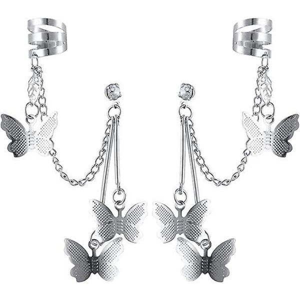 Dame manchet kæde kvast øreringe - Butterfly Charm smykker
