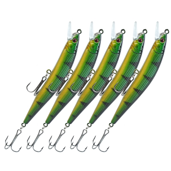 5 st artificiell simulering Minnow Long Shot lockbete med diskant krok fisketillbehör1#
