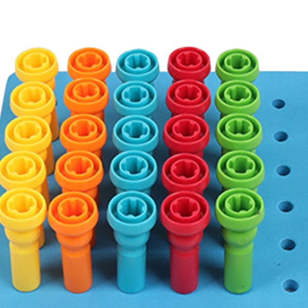 Pegboard-sæt legetøj 6 huller 5 farver pædagogisk sjov plastmateriale afrundede hjørner stabling pegboard legetøj til småbørn
