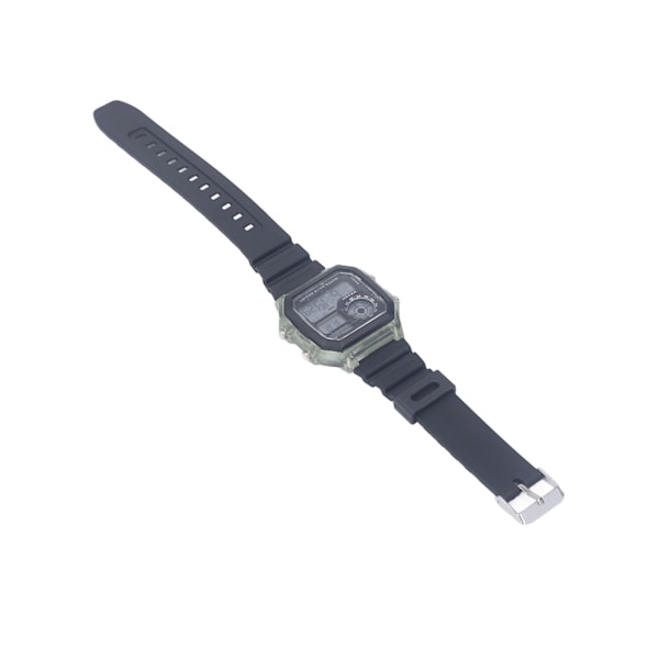 Elektronisk sportsur 12 24 timer vandtæt digitalt armbåndsur med lysende alarm og timingfunktion, transparent grøn