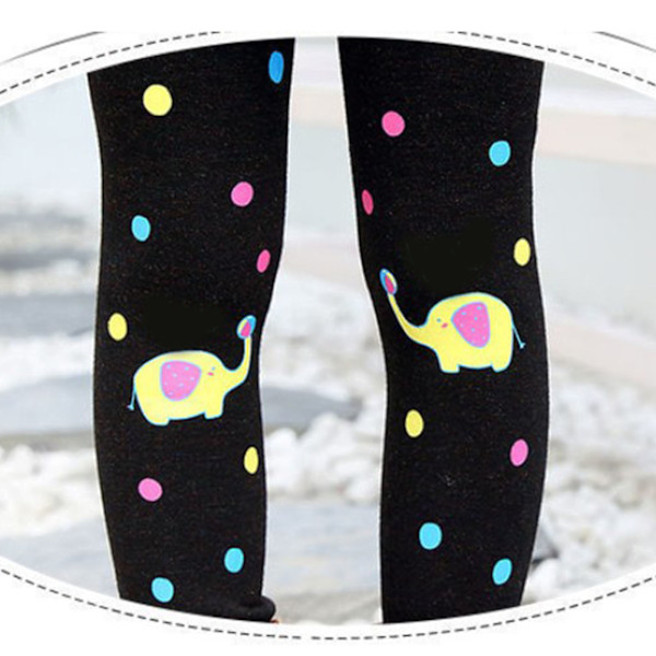 Flickor Leggings Varma Tjocka Hudvänliga Cartoon Print Över Häl Barn Tights Byxor för Höst Vinter S (Rekommenderad Höjd 90‑110cm / 35.4‑43.3in)