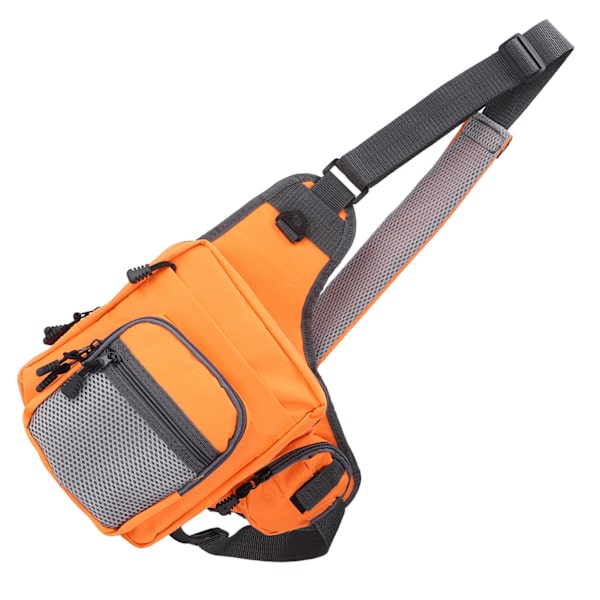 Polyester multifunktionel fiskegrej crossbody taske med justerbare skulderstropper (orange)