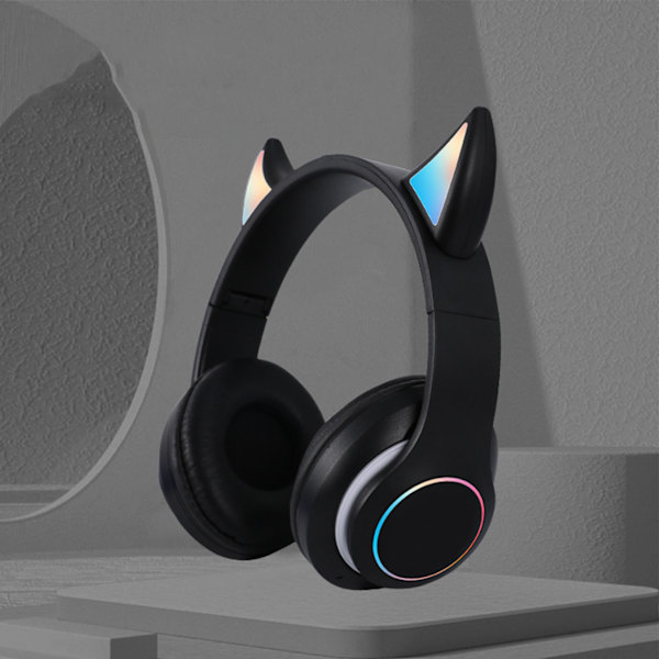 Taitettavat Bluetooth -kuulokkeet HiFi Hehkuva Effect Kevyt Mukavat Söpöt Langattomat Kuulokkeet Musta