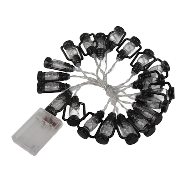 LED Sort Lanterne Lysstreng Retro Vandafvisende Energibesparende Plastik Mini Petroleum Lampe til Camping Varmt Hvid 3m 20 Lys med Blink