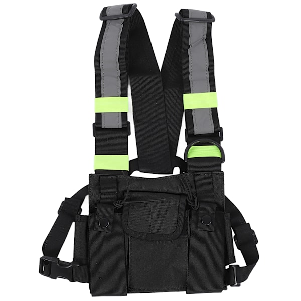 Multifunktionell Vattentät Bröstväska i Nylon Reflex Säkerhetsväst för Utomhusbruk (Svart Fluorescerande Grön)