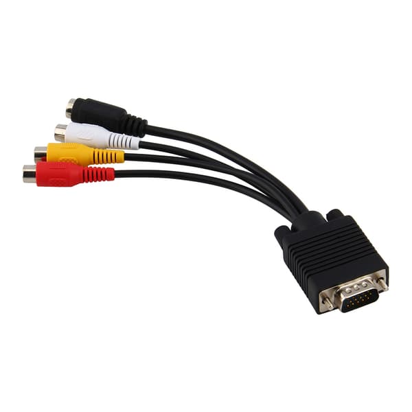 VGA SVGA til S Video 3 RCA AV TV Adapter Konverter Stik Kabel til PC Laptop