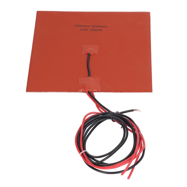 Silikone varmeplade varmemåtte 180℃ 200x200mm 200W tilbehør til 3D-printer varmeplade DC24V