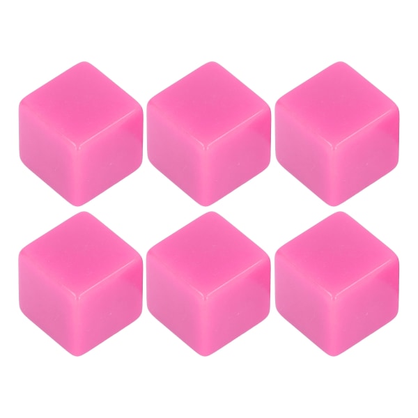 6st Blank set rätvinklig plast hexaedriska kuber Klassrumsbrädspel DIY Math Counting Undervisningsfest Favor Fun Pink