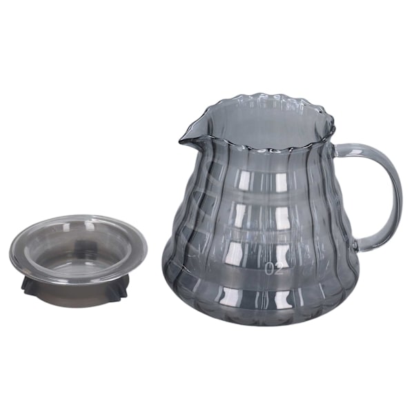 Glas kaffekande elektroplettet grå stribet glas kaffekande kaffekande manuel drypkande filter 500ml 8,4 x 13cm