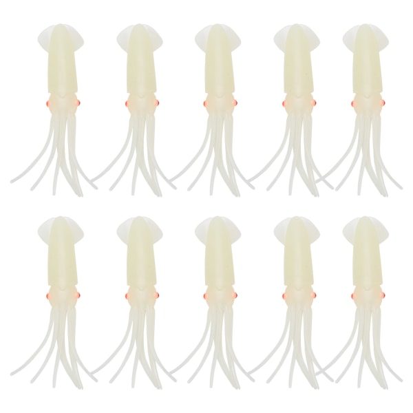 10 stk. blækspruttefiskeri Holdbar robust glødende lysende naturtro blød silikone blæksprutteagn15 cm
