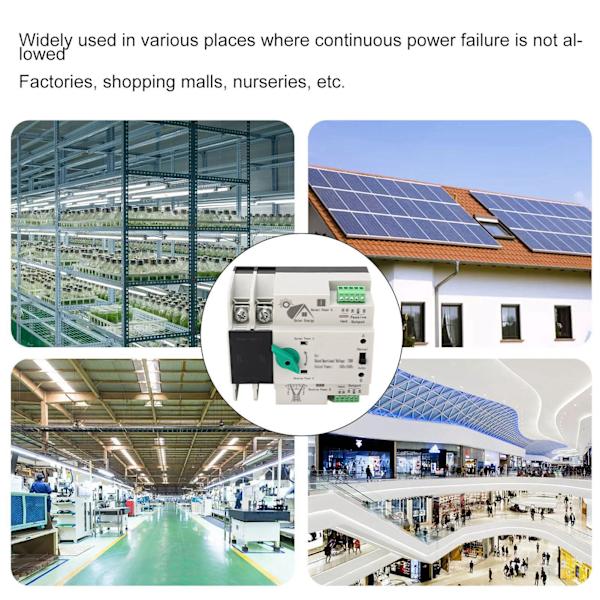 Dubbel automatisk omkopplare 2P Millisekund Snabb omkoppling Tidskontroller AC230V 50/60Hz PV till elnät 100A