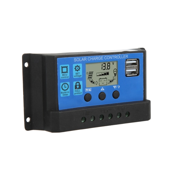 Solar Charge Controller 30A Solar Panel Regulator Dobbelt USB-udgang til 12V/24V solpaneler