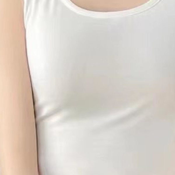 Damtanktopp Mjuk Andningsbar Camisole Bred Rem Sleeveless Enfärgad Tanktopp för Vår Sommar Vit L