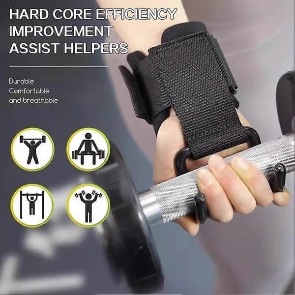 Treningshåndleddsbind med kroker for pull-ups, tykke justerbare håndleddsstropper i bomull for forbedret grepstøtte for menn og kvinner B