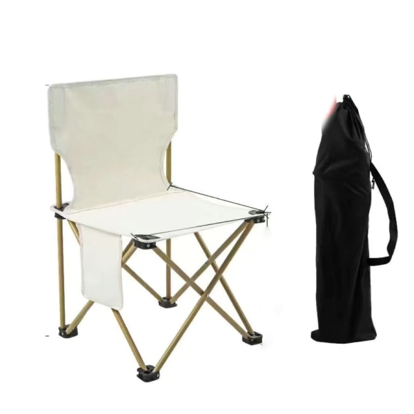 Camping kokoontaitettava tuoli rautaputki Oxford Cloth -kannettava ulkojakkara vapaa-ajan rantapiknikille beige 72x42x38cm/28,35x16,54x14,96 tuumaa