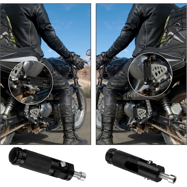 Svarta CNC-aluminium Halkfria motorcykelfotpinnar med 8 mm skruvar (set med 2)