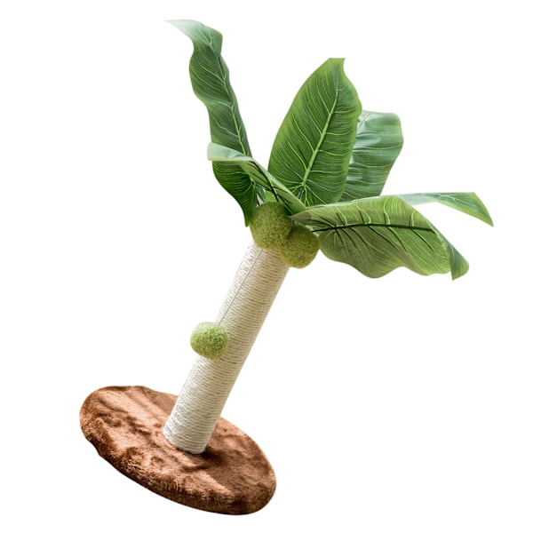 Kattklöspost 32 cm Hög 25 cm Bas Hängande Bollar Gröna Blad Sisal Hampa Kattklösare för Hus Sovrum Inomhus Kaffe Färg