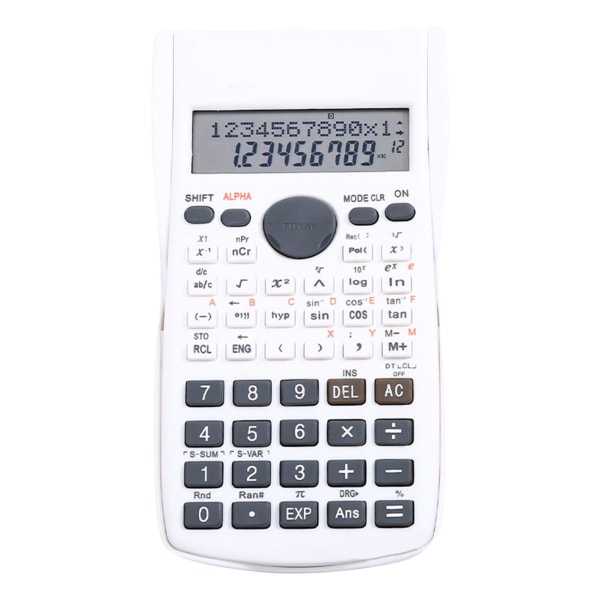 Scientific Calculator 12 cifret 240 funktioner Multifunktion stort display funktion lommeregner med glidende hårdt låg Hvid