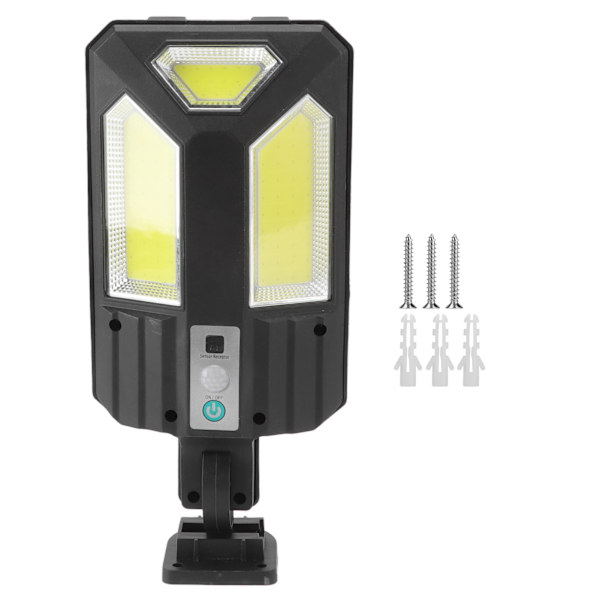 Solcellsensor Vägglampa 3COB Energisparande Hög Ljusstyrka Vattentät Solcells Gatubelysning för Utomhus