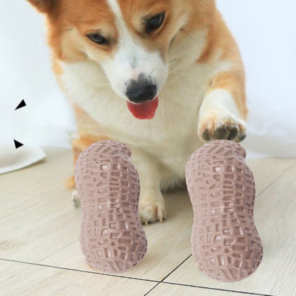 Hund Pipsleksak Tandgnisslande Bittålig Simulerad Jordnötsform Valp Tuggleksak för Teddy Kaffe Färg