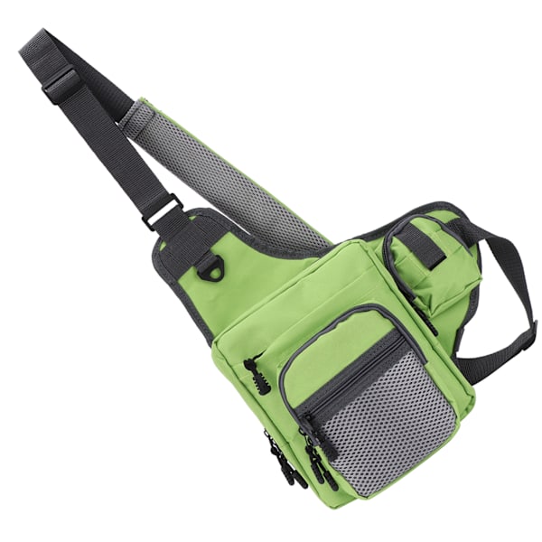Polyester multifunksjonell fiskeutstyr Crossbody-veske med justerbare skulderstropper (grønn)