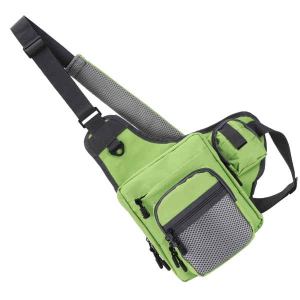 Polyester multifunktionell crossbody-väska för fiskeredskap med justerbara axelremmar (grön)