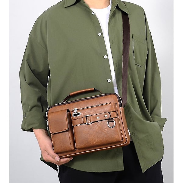 Herr Business Crossbody-väska - En axelväska för arbete och fritid Ljusbrun