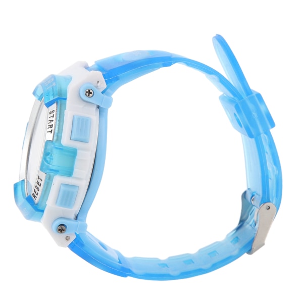Digital kronografklokke Jenter Student Elektrisk vanntett PU-rem for svømmesport med fargerikt nattlys Alarm blå