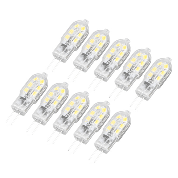10 st G4 LED-lampa Ljusstyrka Dimbar Hög Färgåtergivning Transparent Skal Ljuskällor för Landskapsbelysning DC 12V Vitt Ljus