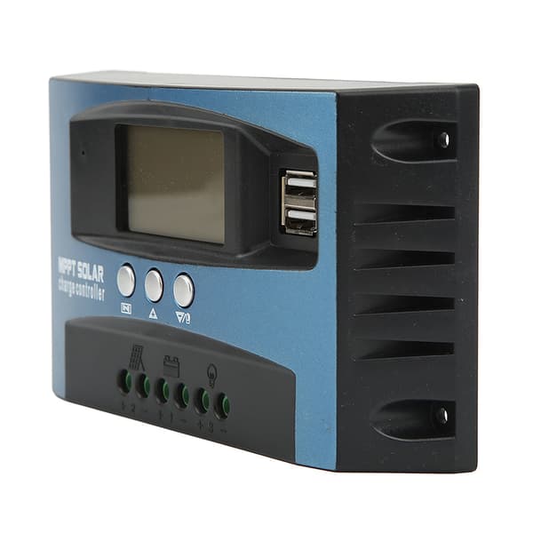 Solcelle ladekontroller LCD-skjerm 2 USB-utganger Overstrømsbeskyttelse Solcellepanelregulator 12 24V Selvadaptiv 100A