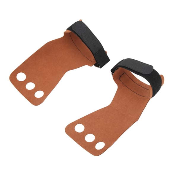 2 stk Gymnastik Palm Protector imiteret læder Tre Fingre Håndgreb til Pull Up Vægtløftning Træning Brun