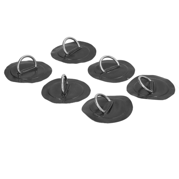 6 stk oppustelig bådkajak DRing Pad Patch Marine Fast spænde med elastisk bungee ledning (sort)