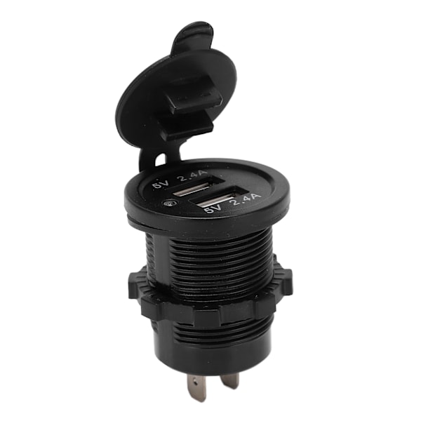 Modifisert Bil Lader Dobbel USB Port 2.4A 1 inn 2 ut Vanntett Design Matt Svart med Bakgrunnsbelysning