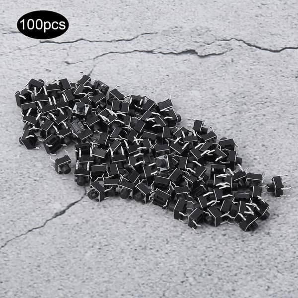 100 stk. Momentan taktil trykknappbryter Mini Micro Tact Switch Tilbehør 6 x 6 mm
