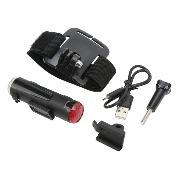 Hjälmljus USB Laddning 5 lägen Varning Styre Strålkastare Bakljus för Cykel Cykel Camping